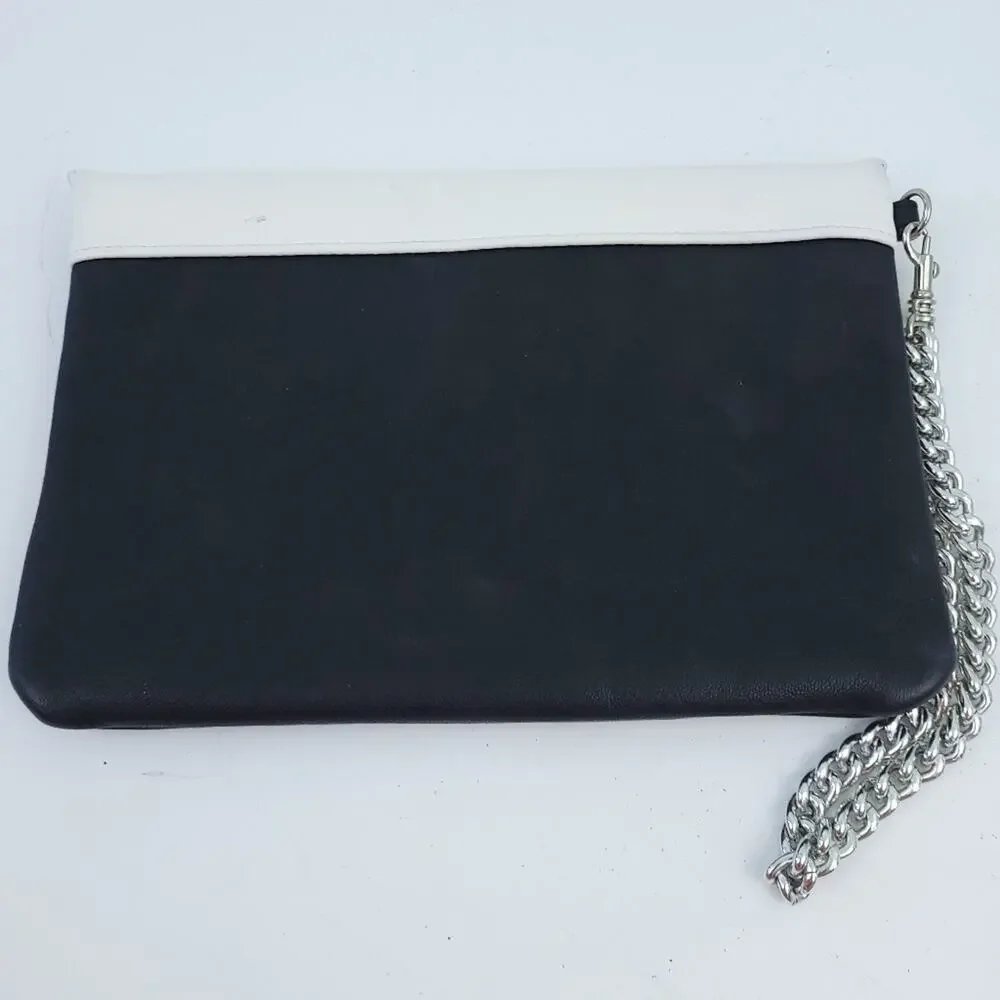 Express Black, White, Silver Envelope Purse Clutch Wristlet 9